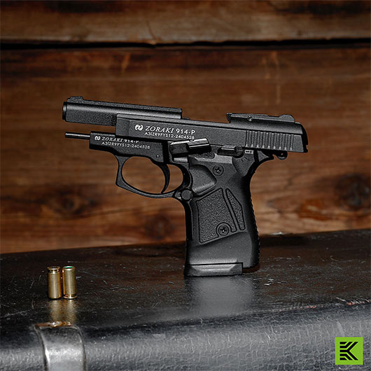 Zoraki 914 brniert Schreckschuss Pistole Kal. 9 mm P.A.K. + 50 Schuss Pobjeda Steel Blitz Bild 1