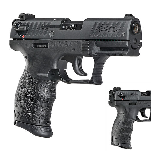 Walther P22Q Schreckschuss Pistole Kal. 9mm P.A.K. brniert + 50 Schuss Black Blitz Bild 9