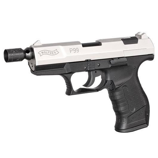Walther P99 Schreckschuss Pistole 9 mm P.A.K. vernickelt + 50 Schuss Black Blitz Platzpatronen Bild 10