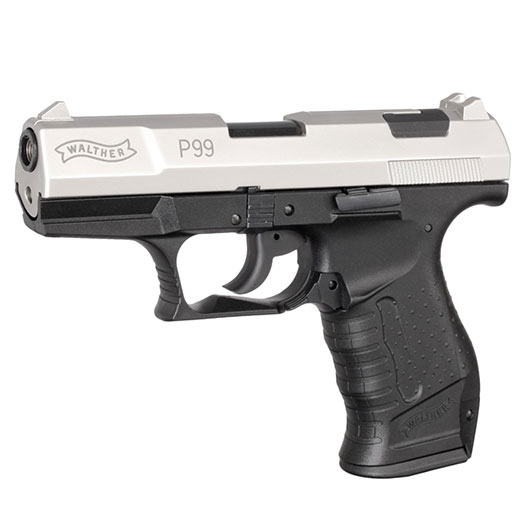 Walther P99 Schreckschuss Pistole 9 mm P.A.K. vernickelt + 50 Schuss Black Blitz Platzpatronen Bild 2