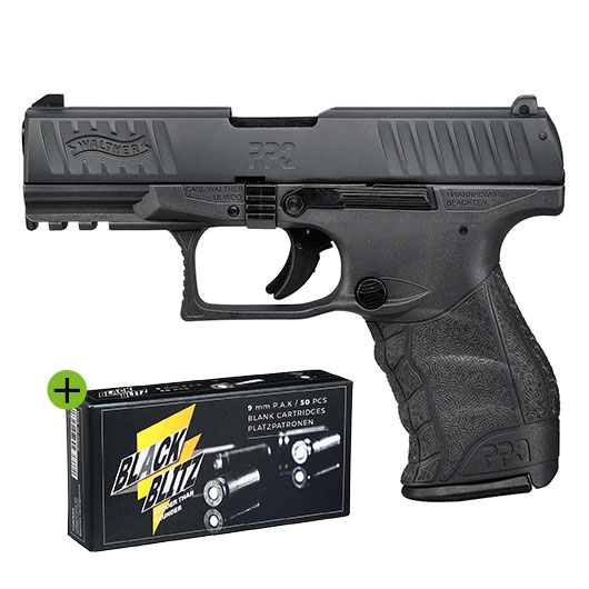 Walther PPQ M2 Schreckschuss Pistole Kal. 9mm P.A.K. brniert + 50 Schuss Pobjeda Black Blitz