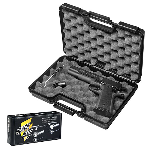 Colt Government 1911 A1 Schreckschusspistole Kal. 9mm P.A.K. brniert + 50 Schuss Pobjeda Black Blitz Bild 4