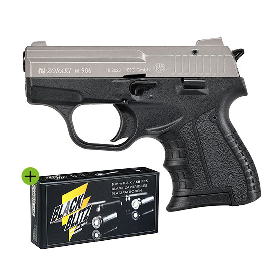 Zoraki 906 Schreckschusspistole 9mm P.A.K. titan + 50 Schuss Pobjeda Black Blitz Platzpatronen