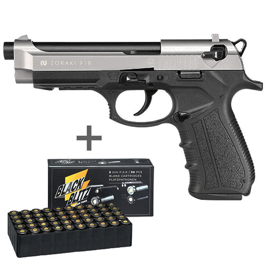Zoraki 918 Schreckschusspistole 9mm P.A.K. titan - Set inkl. 50 Black Blitz Platzpatronen