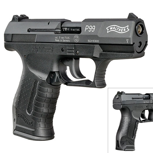 Walther P99 Schreckschuss Pistole 9mm P.A.K. schwarz inkl. 2x 50 Platzpatronen Bild 9