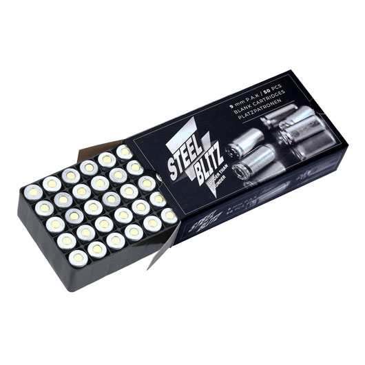 Pobjeda Steel Blitz Knallpatronen 9mm P.A.K. Messinghlse 100 Schuss Bild 3