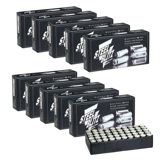 Pobjeda Steel Blitz Knallpatronen 9mm P.A.K. Messinghlse 500 Schuss