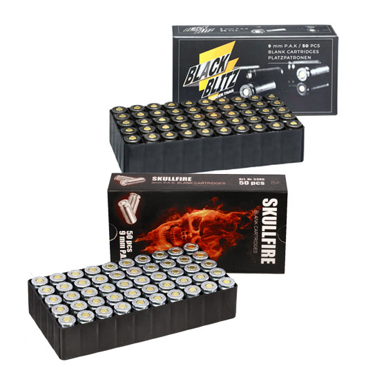 Retay X Treme Schreckschuss Pistole 9mm P.A.K. nickel inkl. 100 Platzpatronen Skullfire und Black Blitz Bild 5