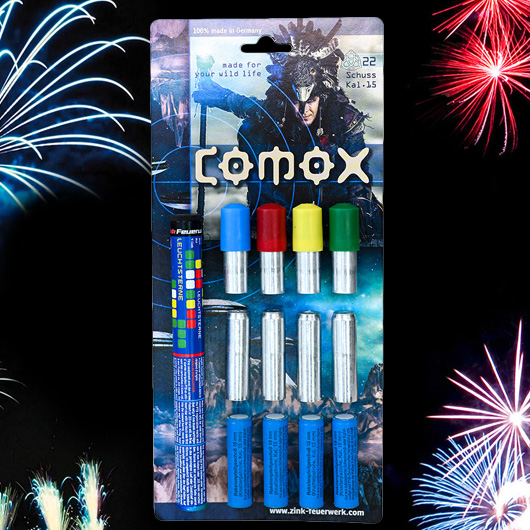 Zink Feuerwerk Comox 22-teilig Signaleffekte für Schreckschusswaffen