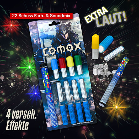 Zink Feuerwerk Comox 22-teilig Signaleffekte f�r Schreckschusswaffen