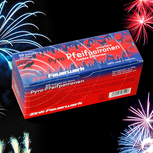Zink Feuerwerk Pyro-Pfeifpatronen 50 Schuss Signaleffekte fr Schreckschusswaffen