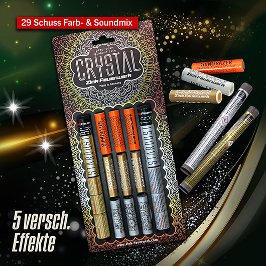 Zink Feuerwerk Crystal 29-teilig Signaleffekte fr Schreckschusswaffen