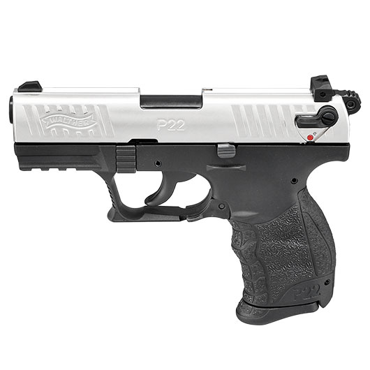Walther P22Q Schreckschuss Pistole 9mm P.A.K. nickel inkl. austauschbare Griffrcken (S, L)