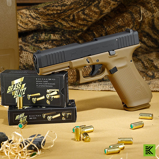 Glock 17 Gen5 Schreckschuss Pistole 9mm P.A.K. coyote French Army Edition inkl. Glock Koffer und Wechsel-Griffrcken Bild 1