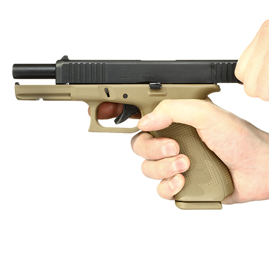 Glock 17 Gen5 Schreckschuss Pistole 9mm P.A.K. coyote inkl. Waffenkoffer Bild 10