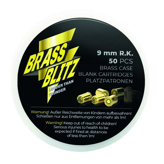 Pobjeda Brass Blitz Knallpatronen Kal. 9 mm R.K. 50 Stck - Messinghlse Bild 3