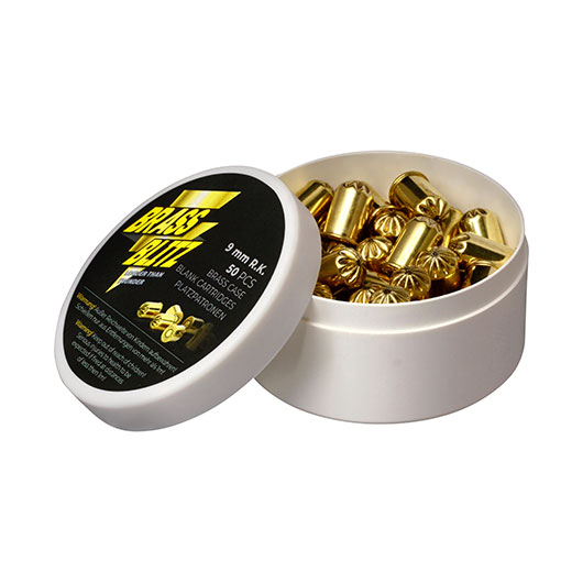 Pobjeda Brass Blitz Knallpatronen Kal. 9 mm R.K. 50 Stck - Messinghlse Bild 1