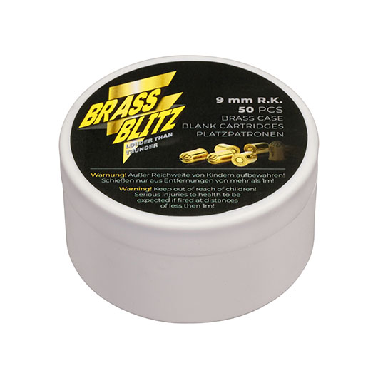 Pobjeda Brass Blitz Knallpatronen Kal. 9 mm R.K. 50 Stck - Messinghlse Bild 2
