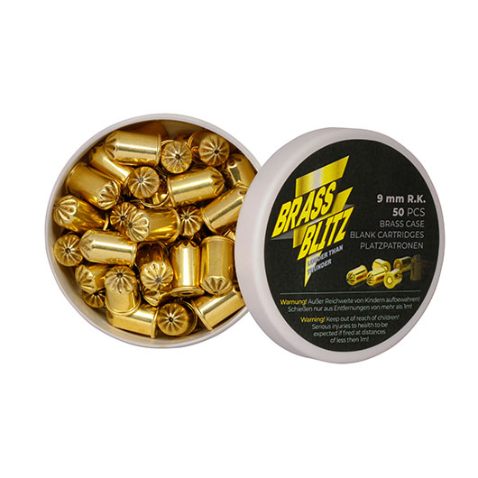 Pobjeda Brass Blitz Knallpatronen Kal. 9 mm R.K. 50 Stck - Messinghlse Bild 6