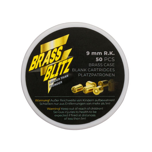Pobjeda Brass Blitz Knallpatronen Kal. 9 mm R.K. 50 Stck - Messinghlse Bild 7