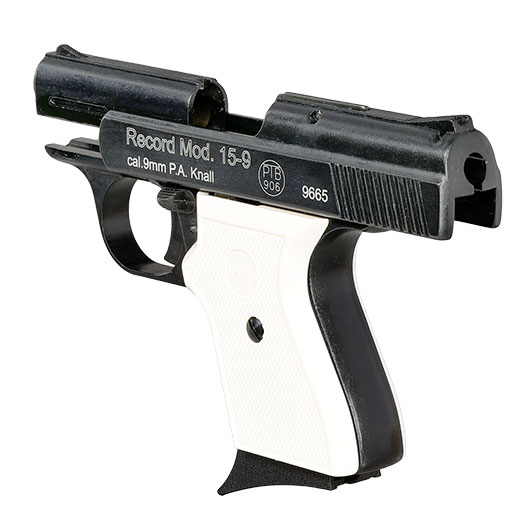 Record Mod. 15-9 Snowflake Schreckschuss Pistole 9mm P.A.K. brniert weie Griffschalen inkl. Waffenkoffer Bild 8
