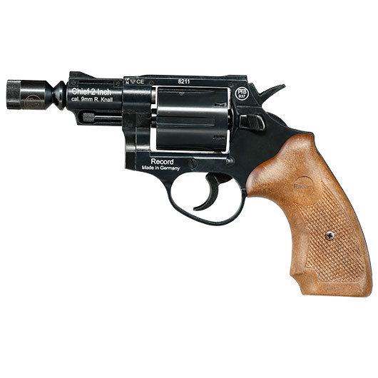 Record Chief 2 Zoll Schreckschuss Revolver Kal. 9 mm R.K. schwarz mit braunen Griffschalen Bild 9