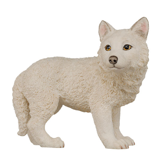Dekofigur weier Wolf Welpe stehend 11 x 12 cm