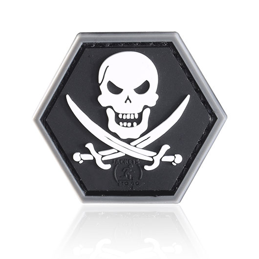 JTG  3D Rubber Patch Pirate Skull schwarz Klettfläche