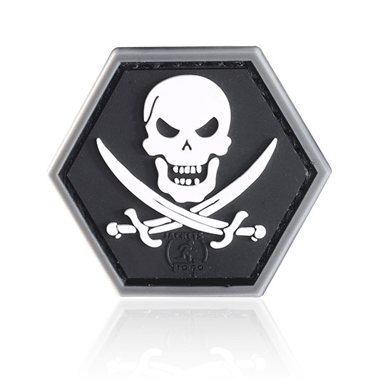 JTG 3D Rubber Patch mit Klettflche Pirate Skull schwarz/wei
