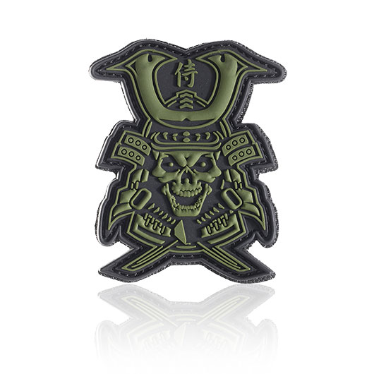 101 INC 3D Rubber Patch Klettflche Samurai Skull schwarz/grn