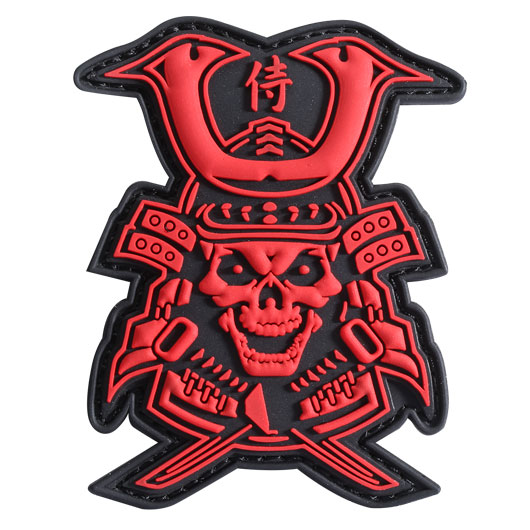 101 INC 3D Rubber Patch mit Klettflche Samurai Skull schwarz/rot