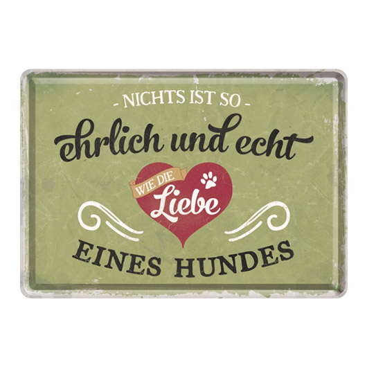 Blechpostkarte PfotenSchild Ehrlich und Echt