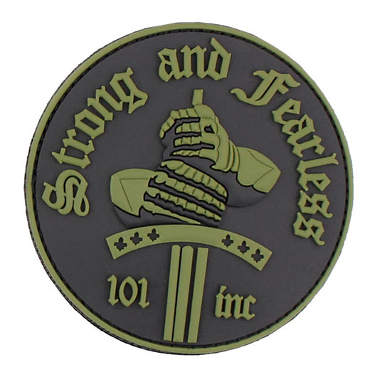 3D Rubber Patch mit Klettflche Strong and Fearless schwarz/oliv