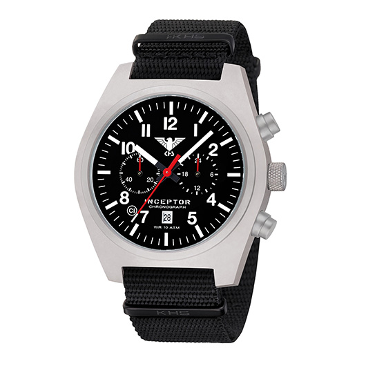 KHS Armbanduhr Inceptor Steel Chronograph Natoband schwarz ZB schwarz