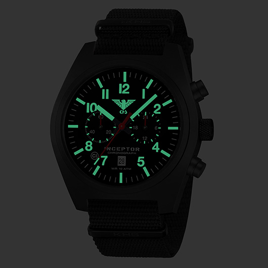 KHS Armbanduhr Inceptor Black Steel Chronograph Natoband schwarz ZB schwarz Bild 1