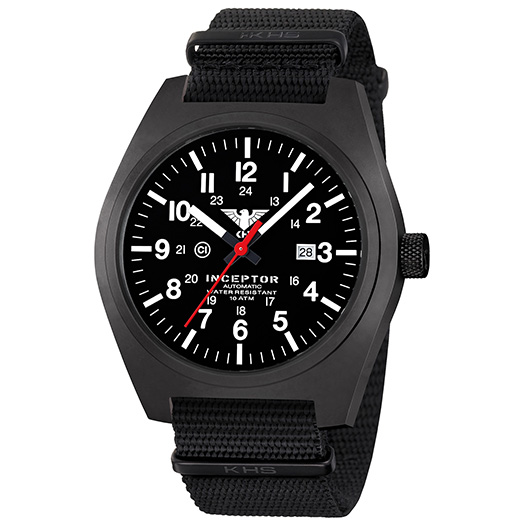 KHS Armbanduhr Inceptor Black Steel Automatic Natoband schwarz