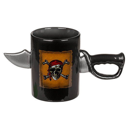 Becher Piratenmotiv mit Schwert-Griff 350 ml