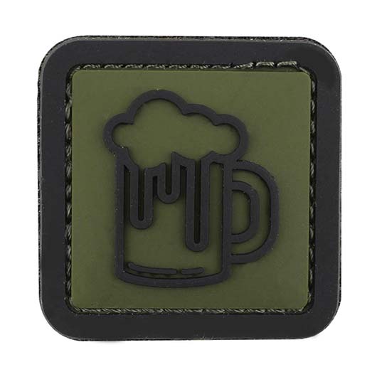 3D Rubber Patch mit Klettflche Bierkrug oliv/schwarz