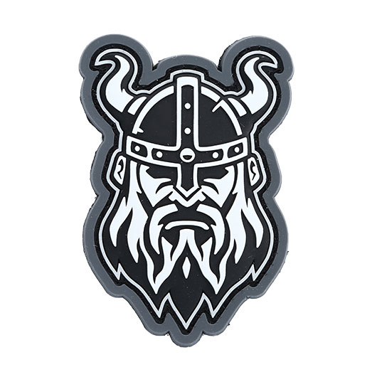 Mil-Spec Monkey 3D Rubber Patch mit Klettflche Viking Head schwarz/wei