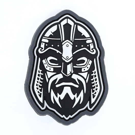 Mil-Spec Monkey 3D Rubber Patch mit Klettflche Viking Warrior Head schwarz/wei