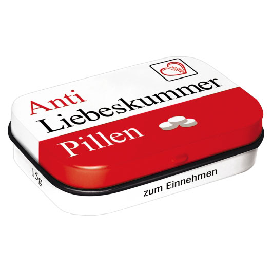 Pillendose Anti Liebeskummer Pillen mit Pfefferminzpastillen