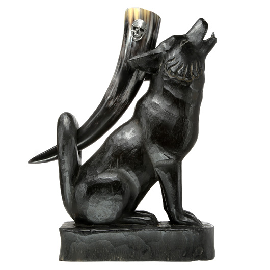 Wolf Trinkhornstnder aus Holz schwarz Bild 2