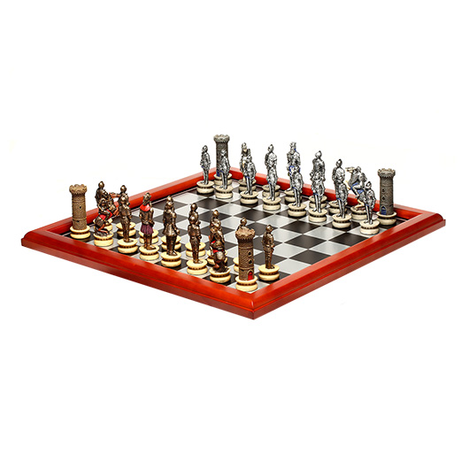 Hochwertiges Schachbrett mit rotbraunem Holz, schwarz - silberne Felder Bild 3