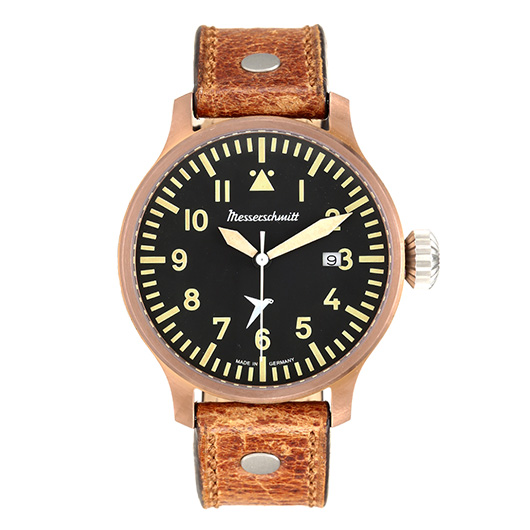 Messerschmitt Fliegeruhr Erbstck bronze mit Vintage Lederarmband