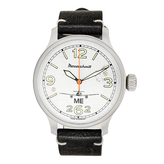 Messerschmitt Fliegeruhr ME262-42 Aero Unikat mit Vintage Lederarmband