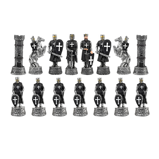Schachfiguren Kreuzritter wei/schwarz 32 Stck inkl. Schmuckkarton Bild 2