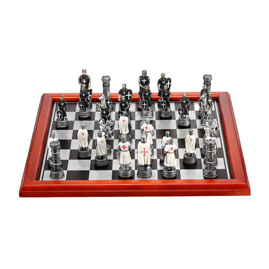 Schachfiguren Kreuzritter wei/schwarz 32 Stck inkl. Schmuckkarton Bild 5