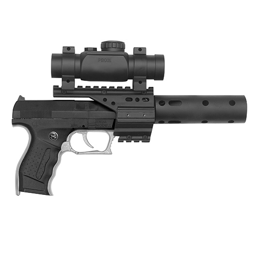 PB 001 Spielzeugpistole 26-Schuss inkl. Schalldämpfer und Zielfernrohr