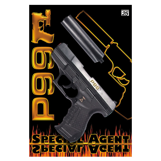 Special Agent P99 Spielzeugpistole 25-Schuss inkl. Schalldämpfer schwarz