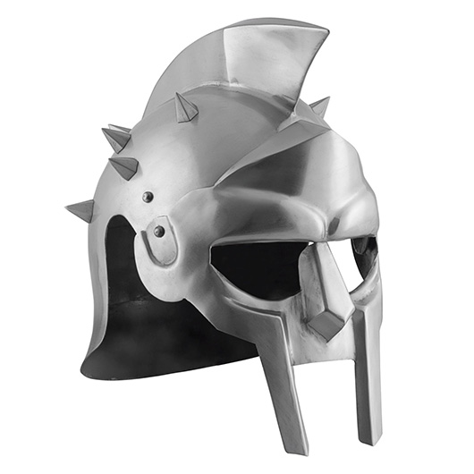 Gladiatorhelm Maximus aus Stahl mit Dornen silber inkl. Lederinlay Bild 1